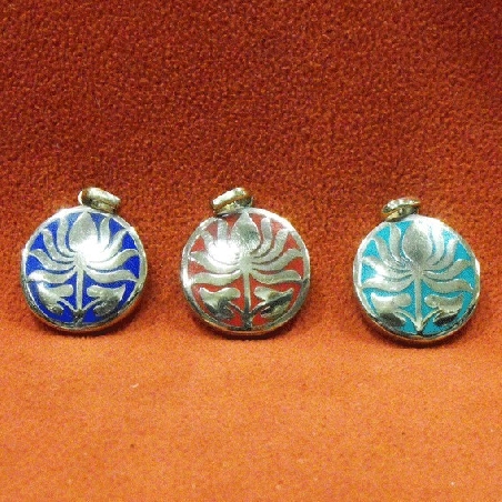 colgmet139- Colgante esmaltado flor de loto