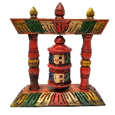 Rueda de oración madera pintada