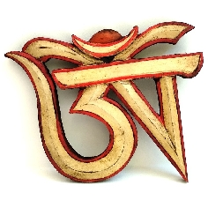 Om tibetano blanco y rojo 17,5 cms.