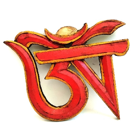 Om tibetano blanco y rojo 17,5 cms.