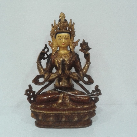 Chenrezig cobre y oro 21 cms.
