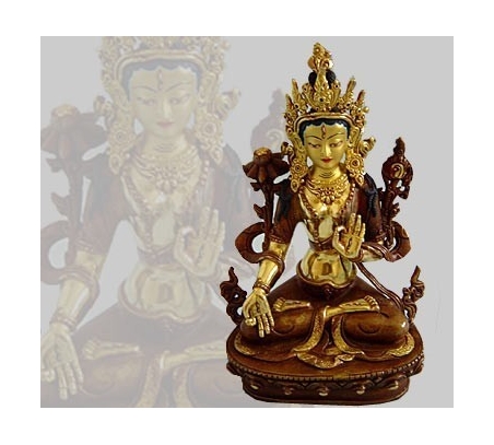 Tara blanca cobre y oro 21 cms