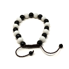 Pulsera de cristal blanco y negro