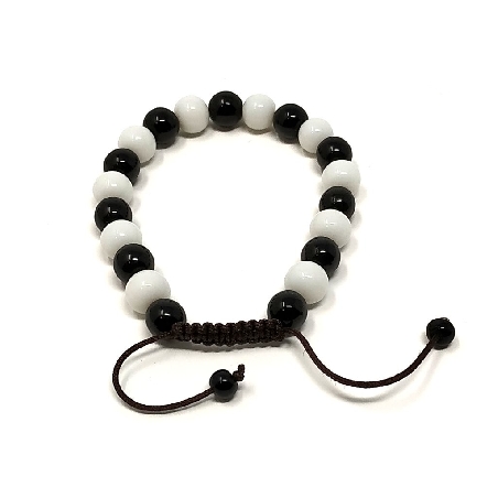 Pulsera de cristal blanco y negro