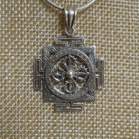 Colgante de plata "Doble Dorje en Mandala"- Colgplat2 Colgante de plata "Doble Dorje en Mandala"- Colgplat2