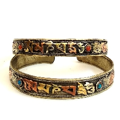 Pulsera de tres metales "om mane..." fina
