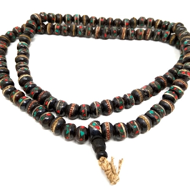 Mala hueso esmaltado negro con pedrería