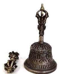 Campana tibetana mediana + dorje. Calidad extra.