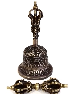 Campana tibetana mediana + dorje. Calidad extra. 2