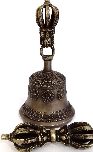 Campana tibetana grande + dorje. Calidad extra.  2