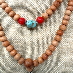 Mala  de palo de rosa color natural con turquesa 2