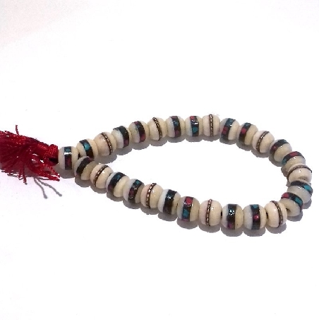 Pulsera hueso blanco con pedrería