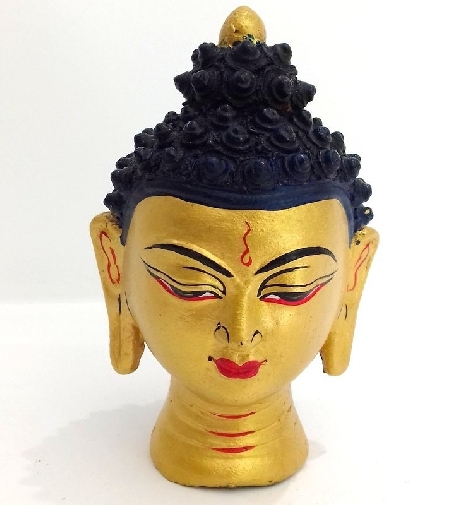 Cabeza de Buda terracota dorada 10 cms.