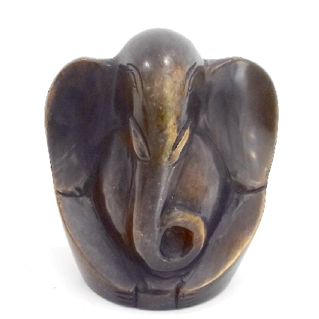 Ganesh de bronce oscuro 10 x 9 cms.