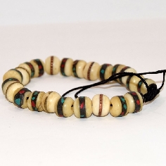 Pulsera hueso blanco con pedrería 2