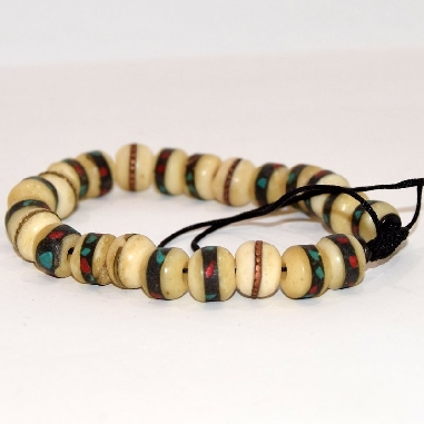 Pulsera hueso blanco con pedrería