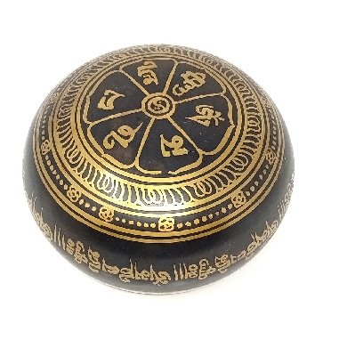 Cuenco torneado 600 grs. negro y dorado