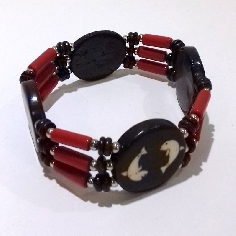 Pusera de hueso roja y negra 2