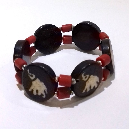 Pusera de hueso roja y negra