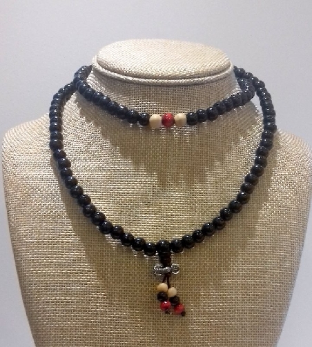 Mala de palo de rosa negro con dorje- calidad