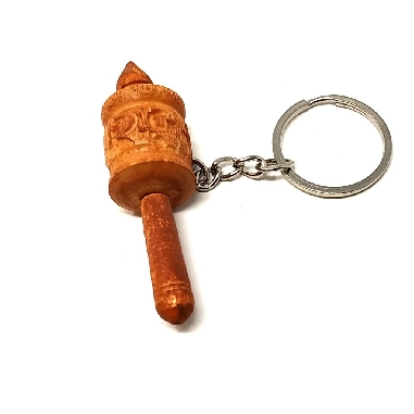 Rueda de oración de madera en llavero