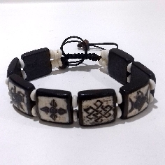 Pulsera de hueso signos auspiciosos cuadrada (pulshu2)