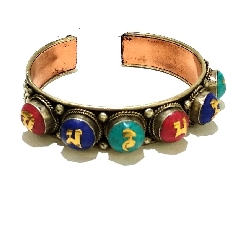Pulsera alpaca y cobre "Om mane padme hum" colores