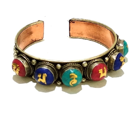 Pulsera alpaca y cobre "Om mane padme hum" colores Pulsera alpaca y cobre "Om mane padme hum" colores