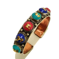 Pulsera alpaca y cobre "Om mane padme hum" colores 2