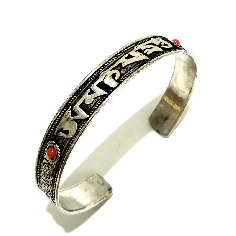 Pulsera alpaca "Om mane..." con filigrana fina