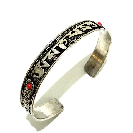 Pulsera alpaca "Om mane..." con filigrana fina