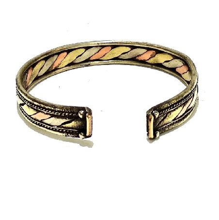 Pulsera de tres metales "Om mane..." esmaltada fina