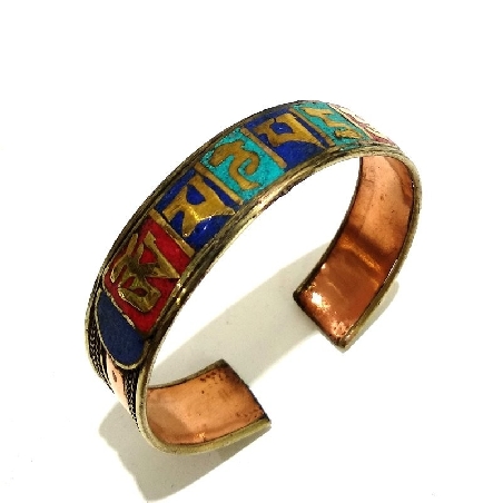 Pulsera cobre "Om mane..." esmaltada