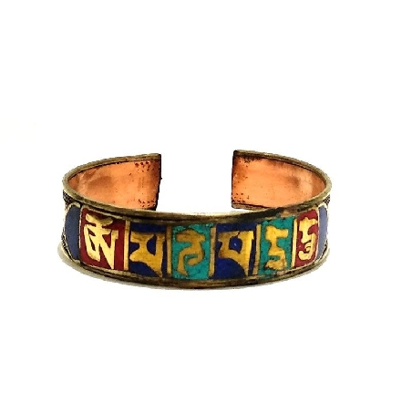 Pulsera cobre "Om mane..." esmaltada