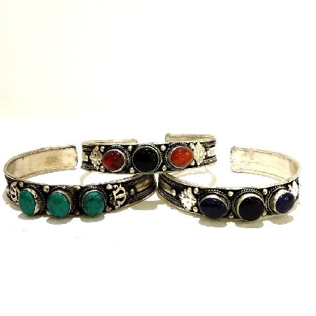 Pulsera de alpaca tres piedras