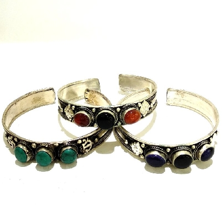 Pulsera de alpaca tres piedras