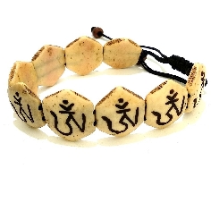Pulsera de hueso hexagonal Om tibetano pulshu32