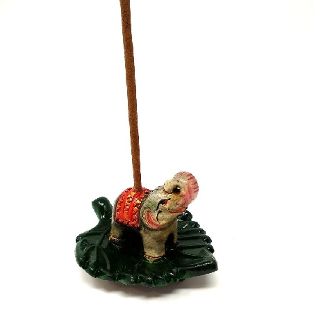 Incensario terracota elefante en hoja de Bodi