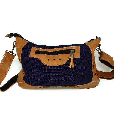 Bandolera algodón y piel