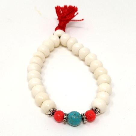 Pulsera de hueso natural con turquesita