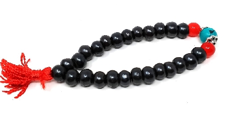 Pulsera hueso esmaltado negro con turquesita