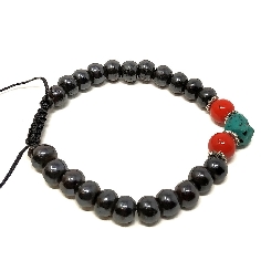 Pulsera hueso esmaltado negro con turquesita 2