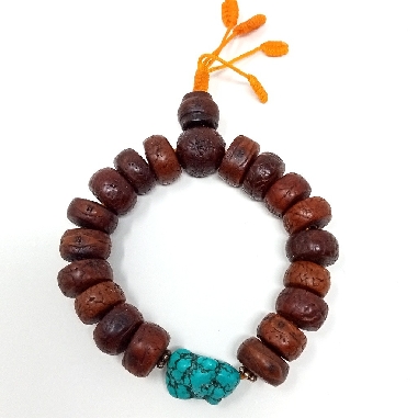 Pulsera de semila de Bodi con turquesita