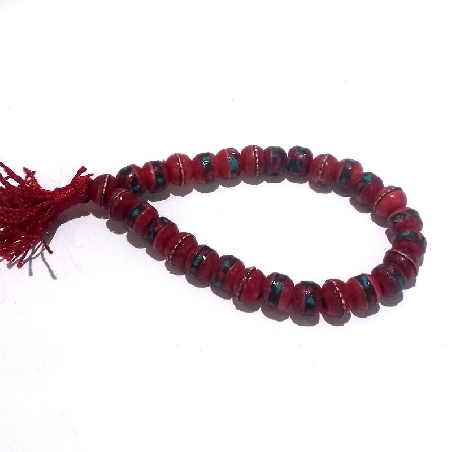 Pulsera hueso rojo con pedrería
