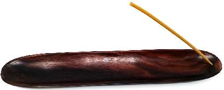 Incensario ovalado de madera veta natural