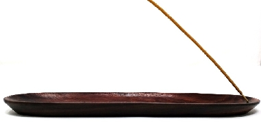 Incensario ovalado de madera veta natural