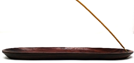 Incensario ovalado de madera veta natural