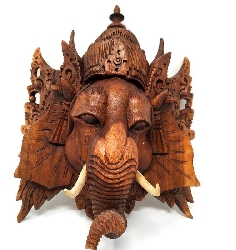 Cabeza Ganesh de madera- 27 cms.