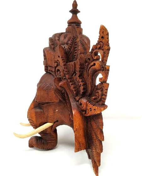 Cabeza Ganesh de madera- 27 cms.