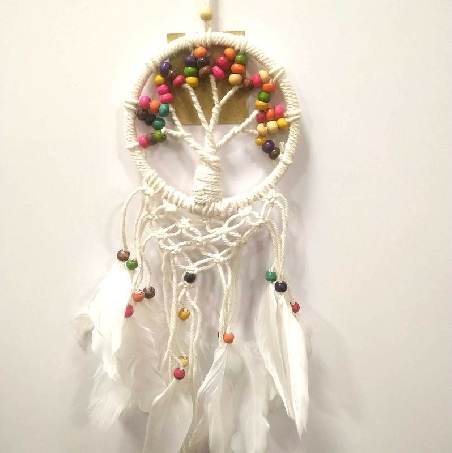 Atrapasueños "Árbol de la vida" macramé Apas6- 24 x 9 cms.